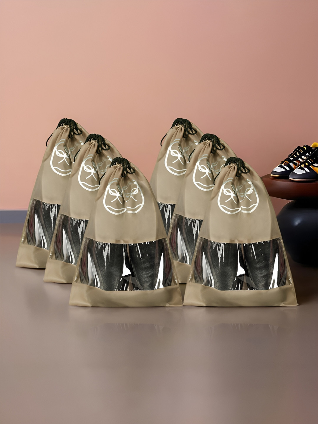 Kuber Industries Pack Of 6 Brown Shoe Cover Bags