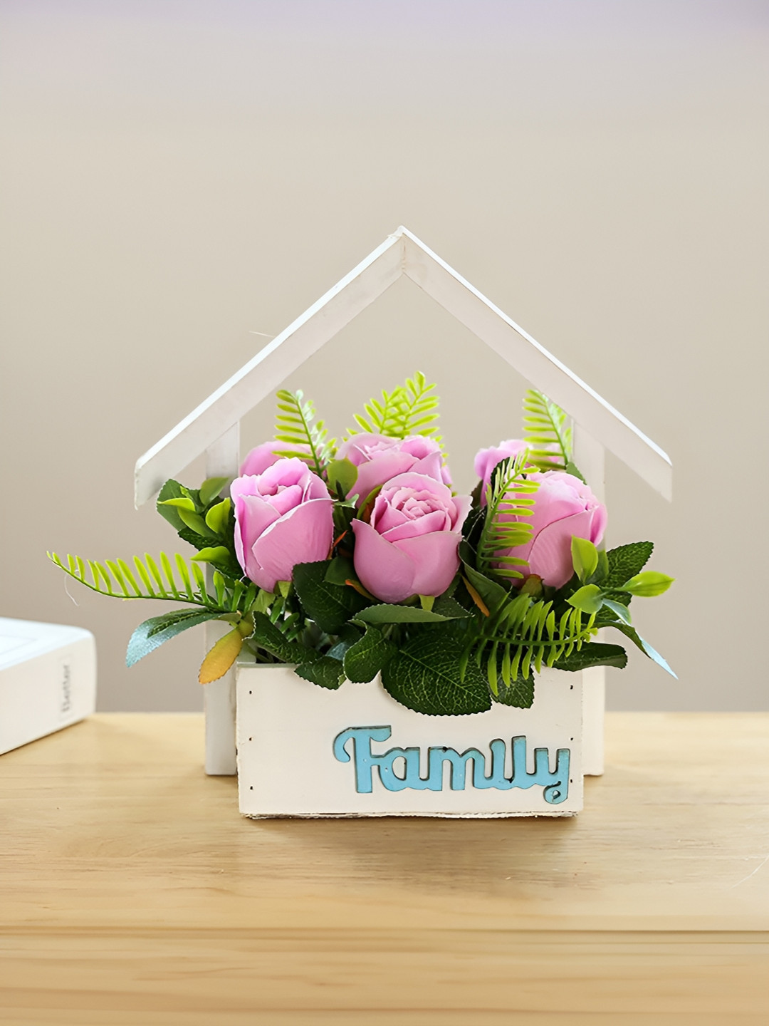 UMAI Pink Rose Artificial Flower With Pot