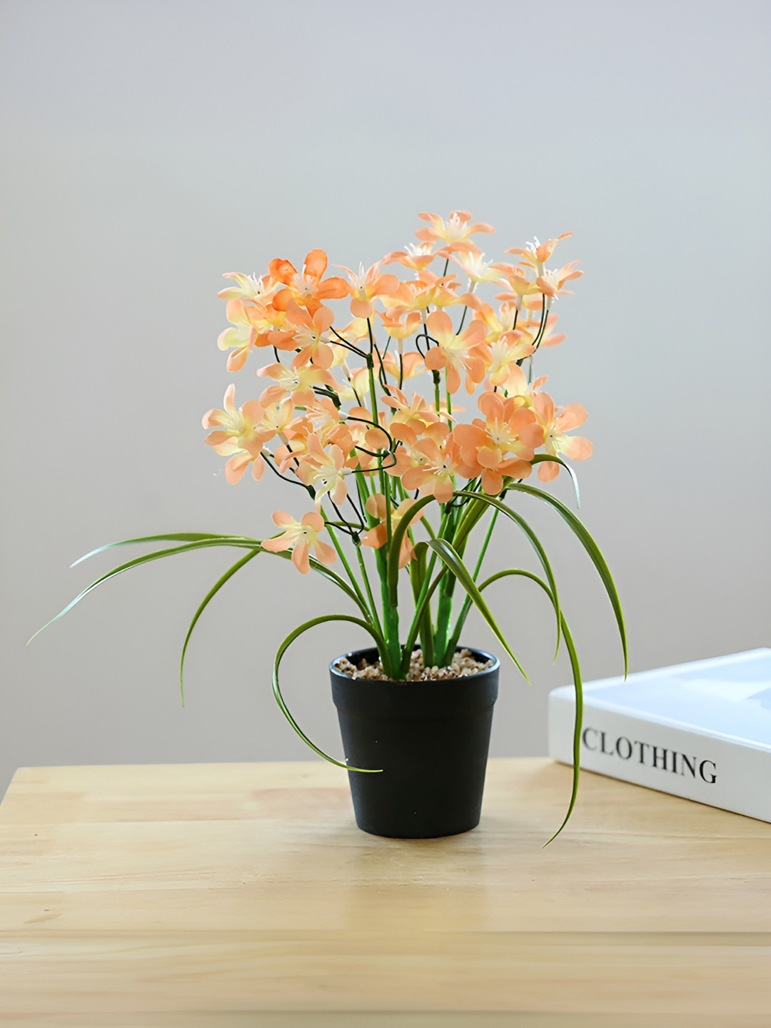 UMAI Orange Jasmine Artificial Flower With Pot