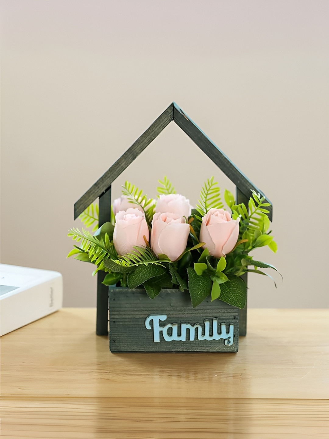 UMAI Pink Rose Artificial Flower With Pot