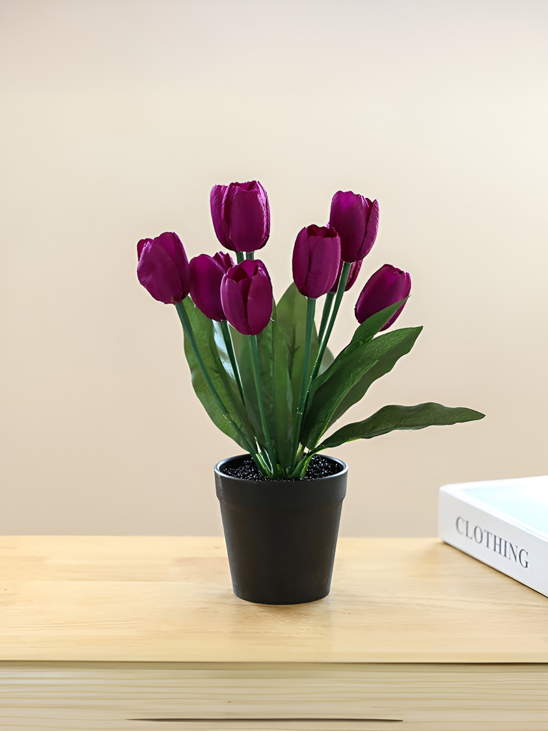 UMAI Purple Tulip Artificial Flower With Pot