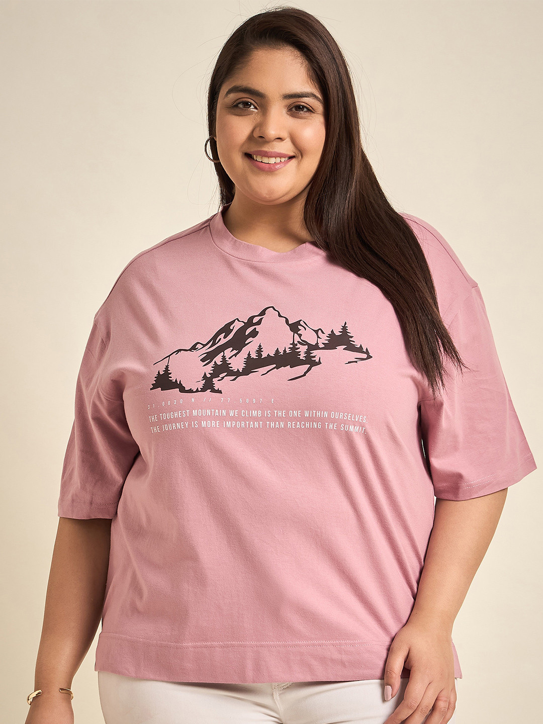Sztori Typography Printed Plus Size T-shirt