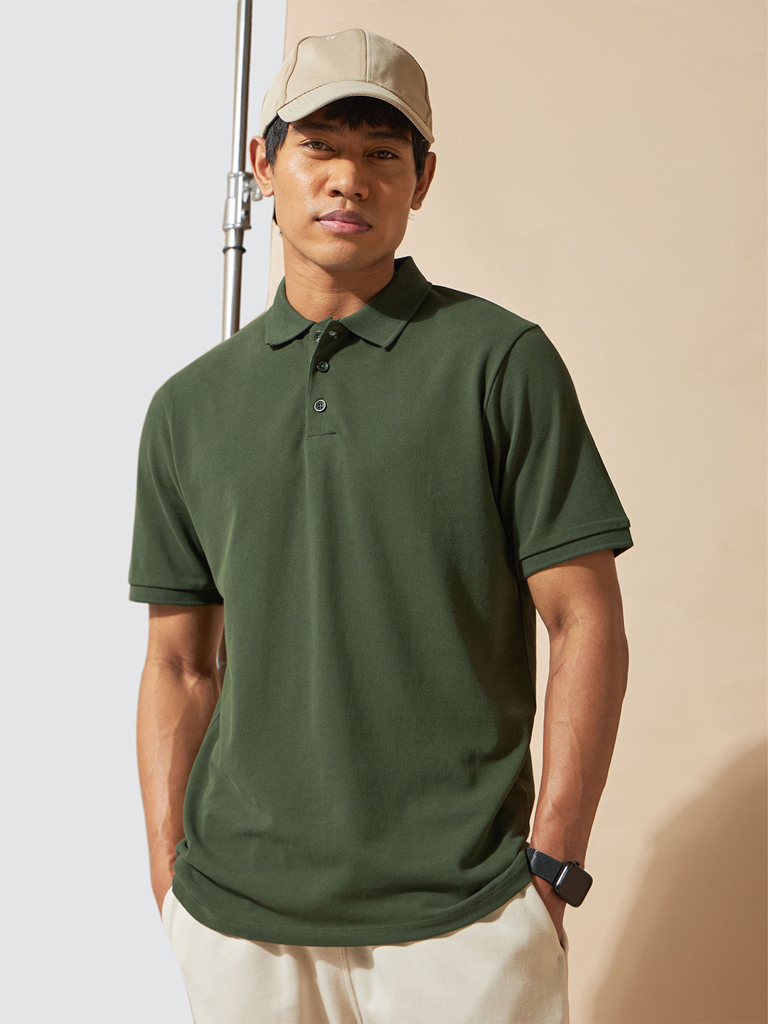CULT Men Pure Cotton Polo Collar T-shirt