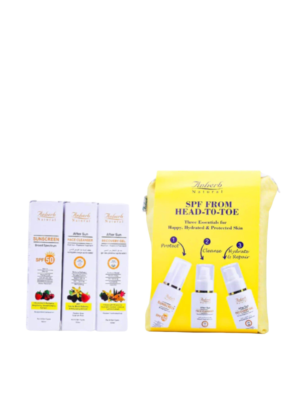 Anherb Natural Sun Screen SPF 50 Recover Gel Face Cleanser -100gm Each