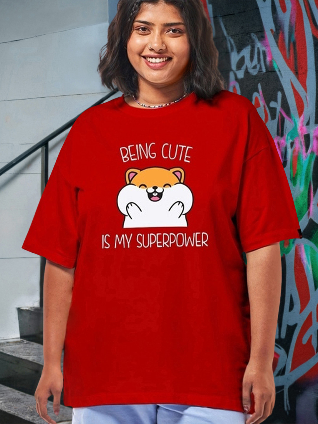 Bewakoof Plus Graphic Printed Roud Neck Pure Cotton Oversized T-shirt