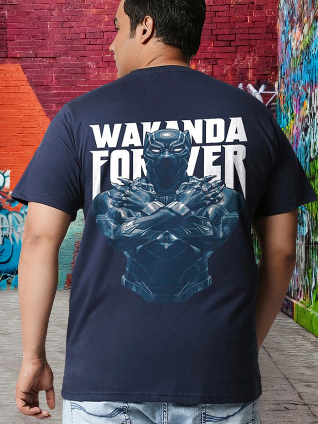 Bewakoof Plus Marvel Graphic Printed Drop-Shoulder Sleeves Pure Cotton Oversized T-shirt