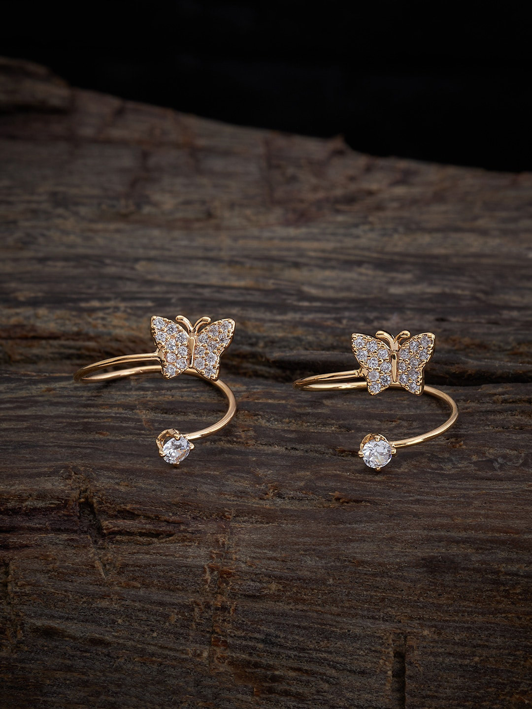 Kushal's Fashion Jewellery Set of 2 Gold-Plated Cubic Zirconia Studded Toe Rings