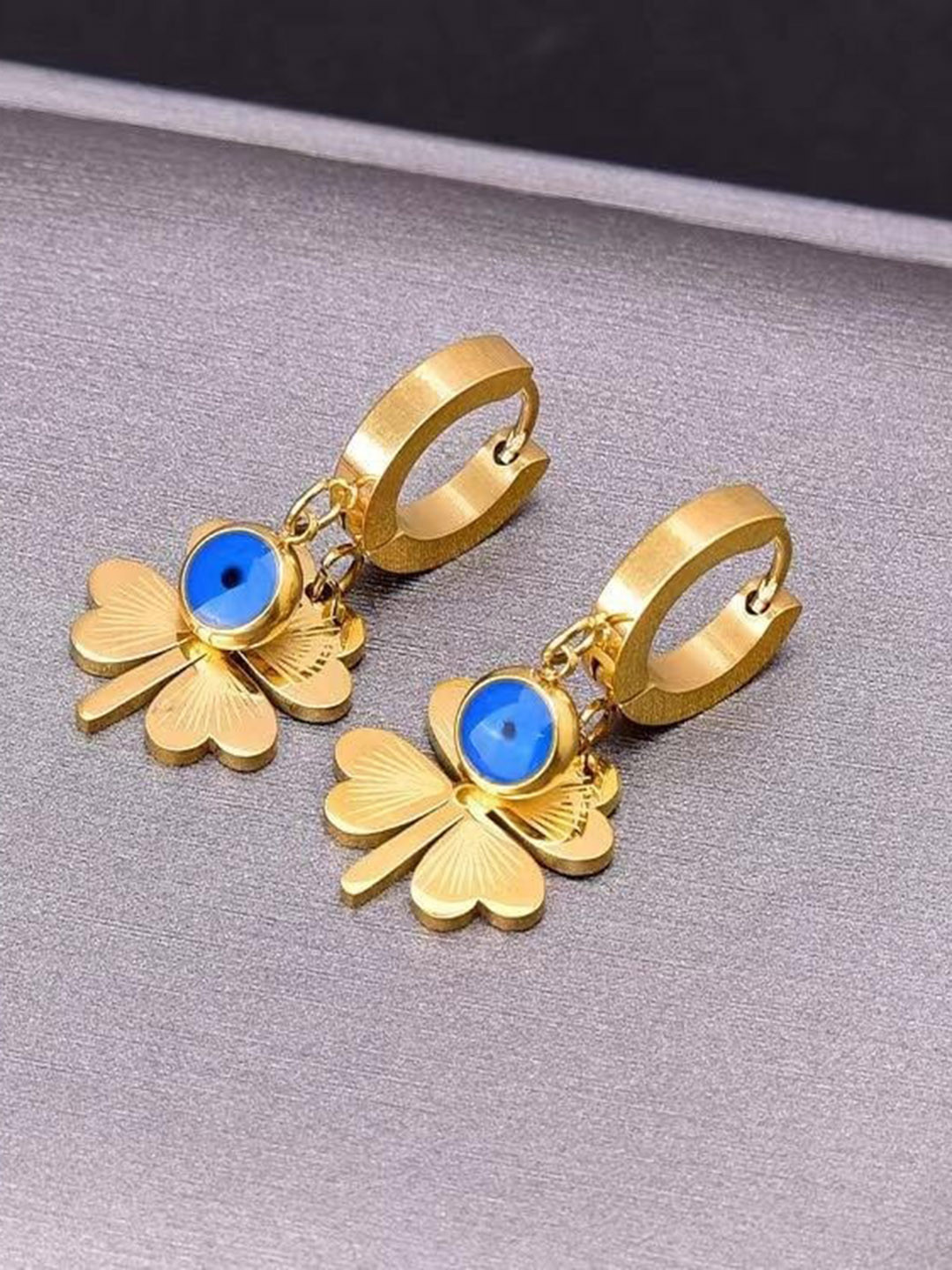VIEN Gold Plated Daisy Flower Hoop Earrings