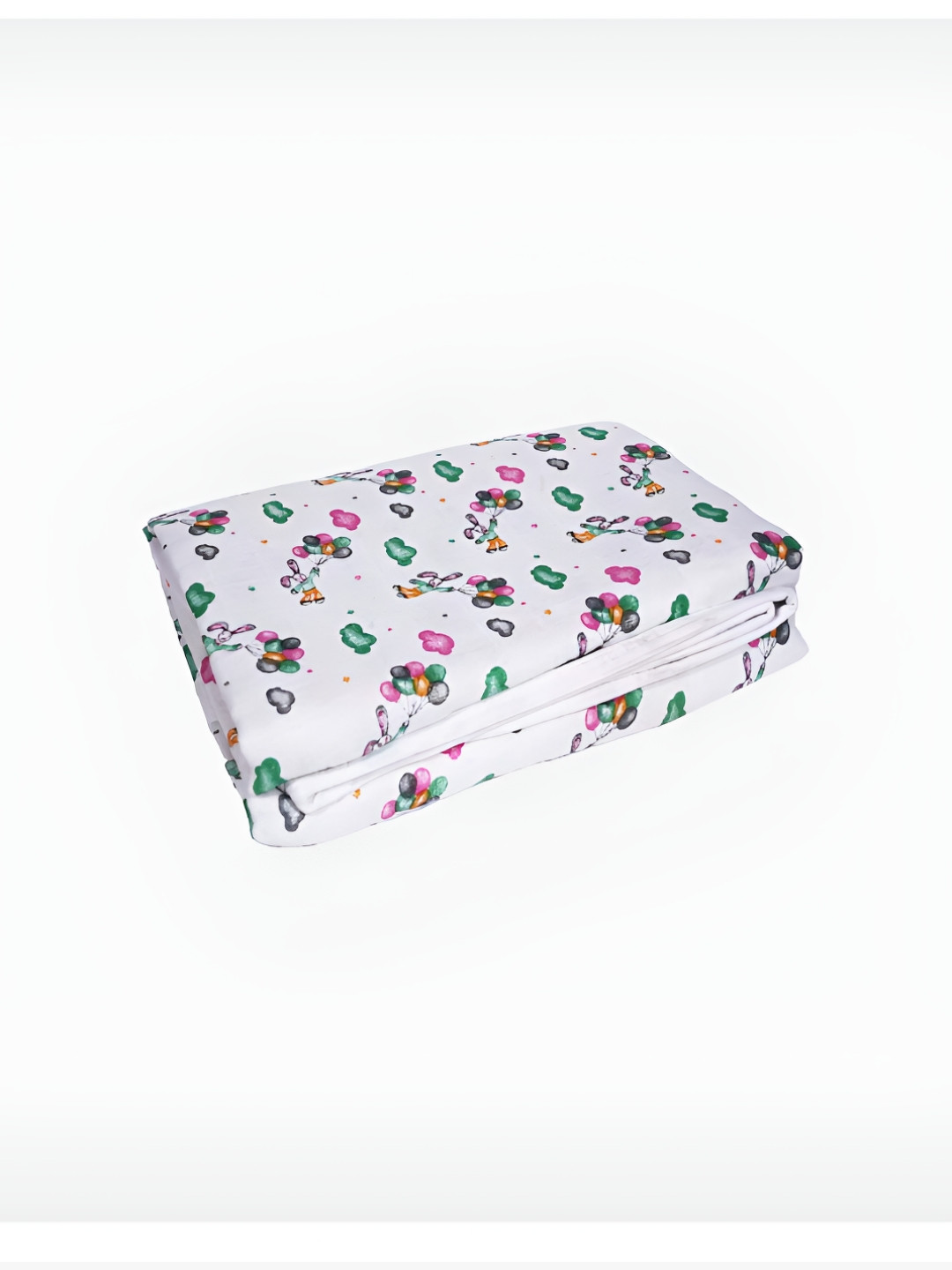 PINKBUNNY White & Green Cartoon Characters Mild Winter 400 GSM Single Bed Blanket