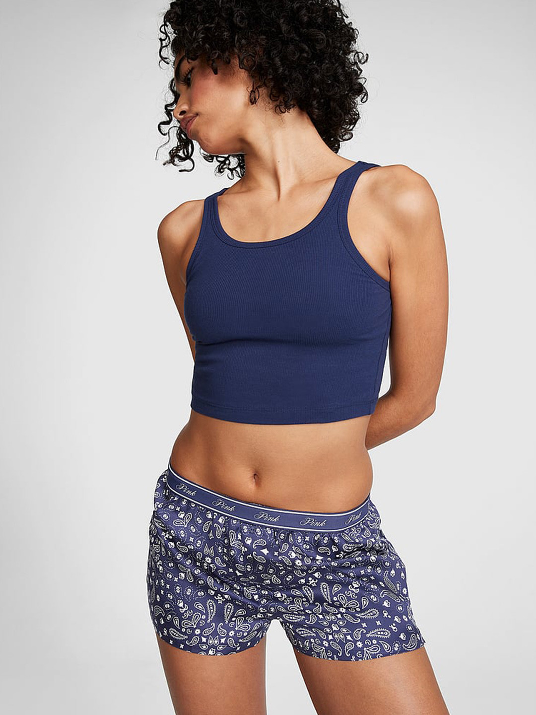 Victoria's Secret Women Checked Mid-Rise Lounge Shorts