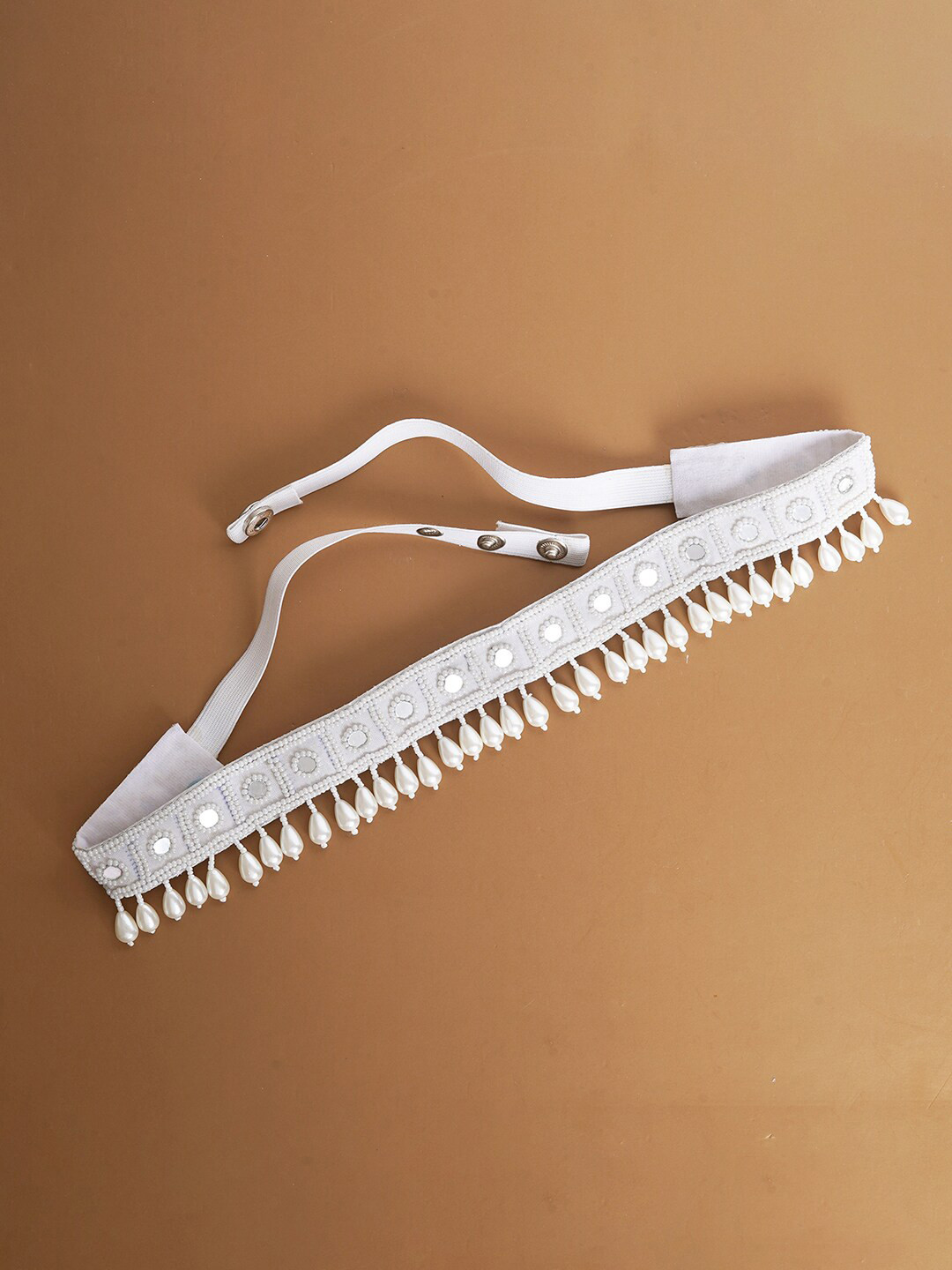 TEEJH Beaded & Mirror Work Waist Chain Saree Accessories