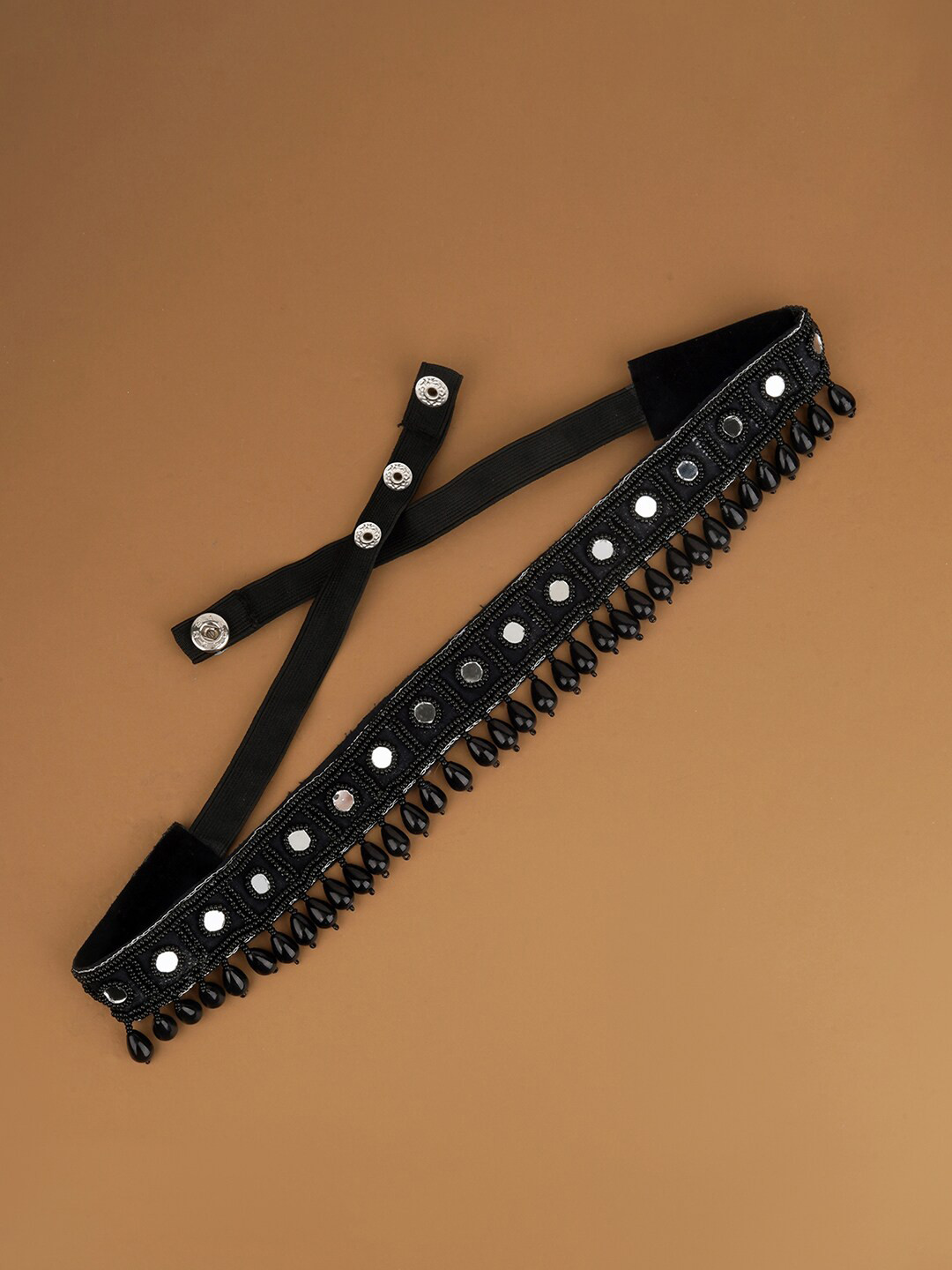 TEEJH Bead Bead Mirror-Work Embellished Saree Accessories