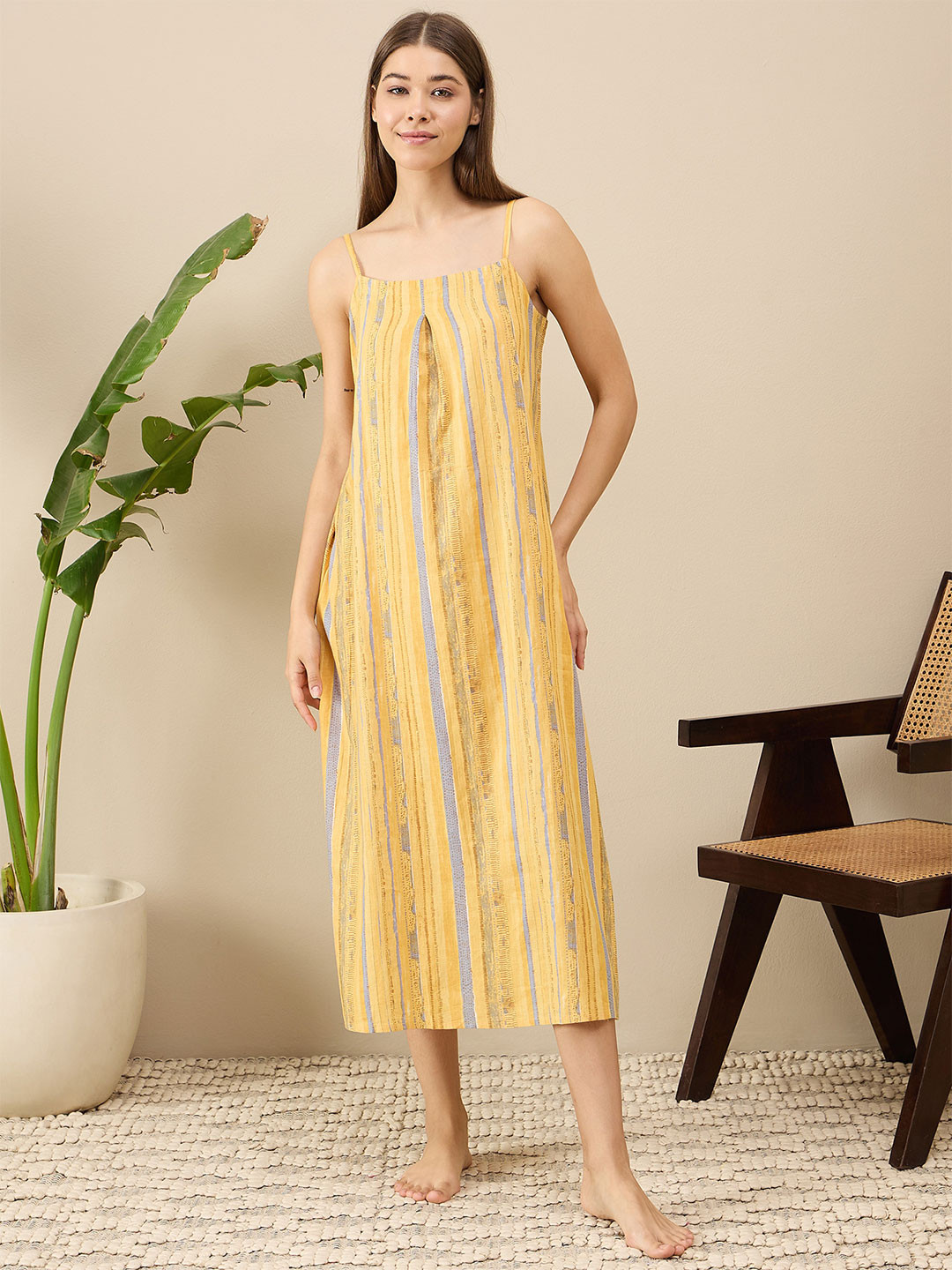 July Striped Sleeveless Midi Nightdress