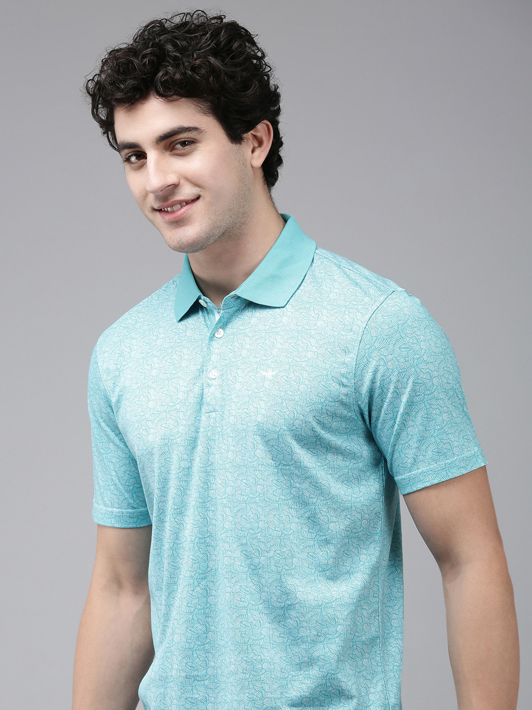 Park Avenue Abstract Printed Polo Collar Pure Cotton T-shirt