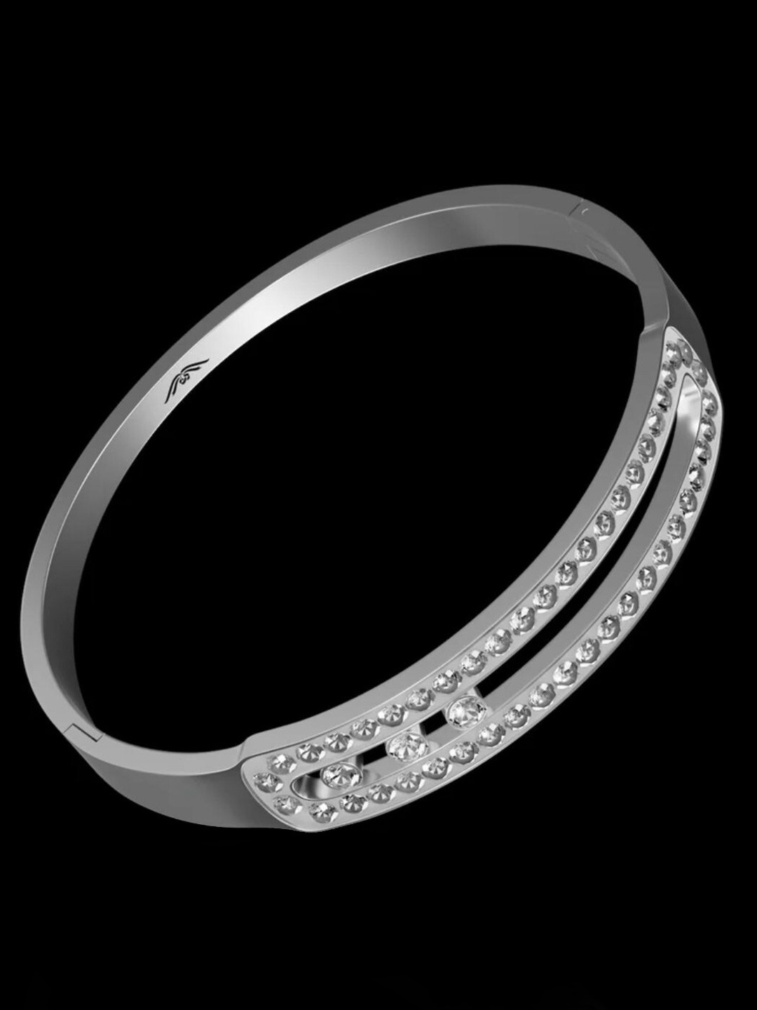 Etchcraft Emporium Women Cubic Zirconia Silver-Plated Bangle-Style Bracelet