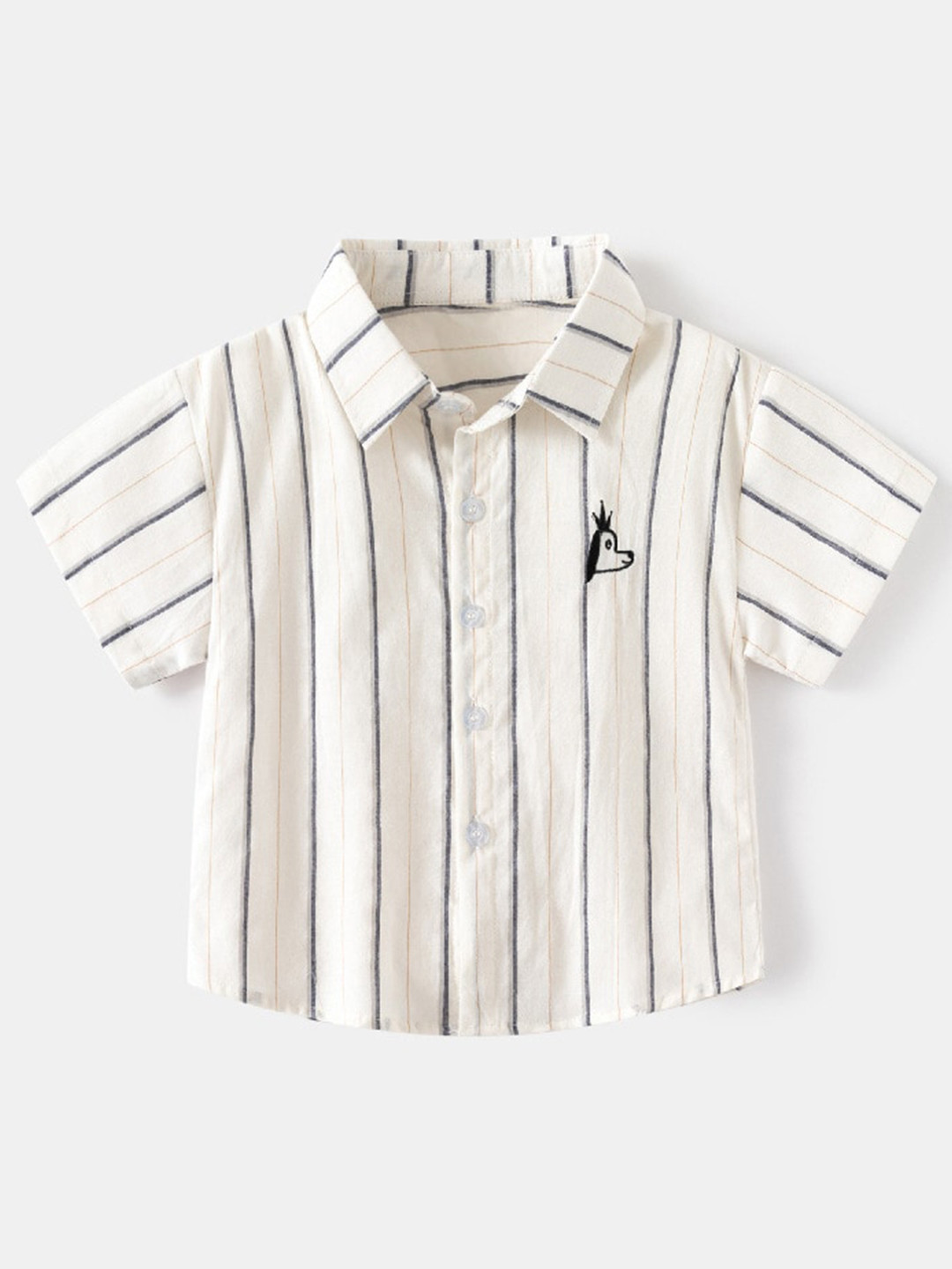 StyleCast Boys Off White Striped Spread Collar Cotton Casual Shirt