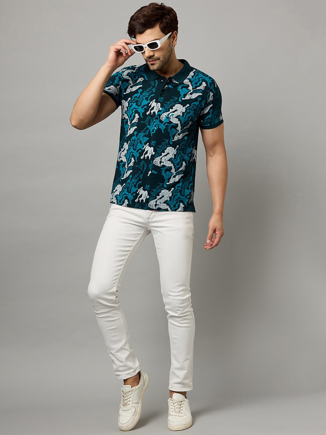 Zigo Printed Polo Collar Regular Fit T-shirt