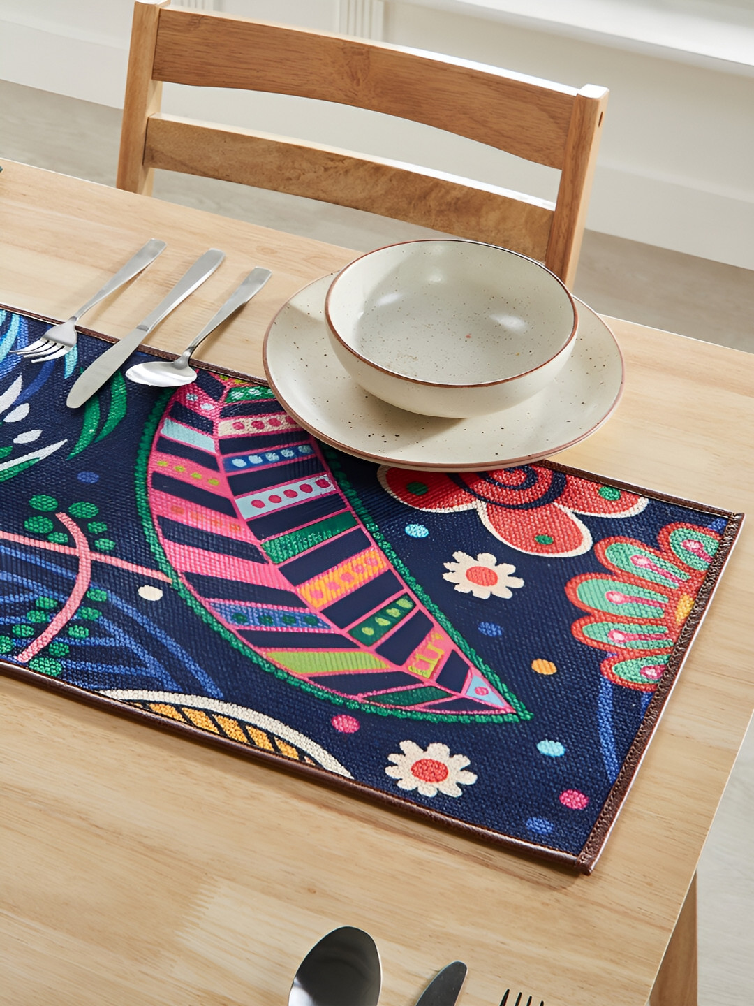 Mona B Navy Blue Printed Table Runners