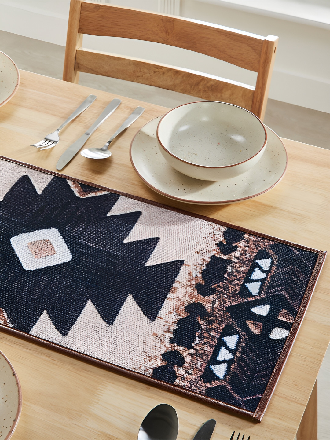 Mona B Black Printed Table Runners