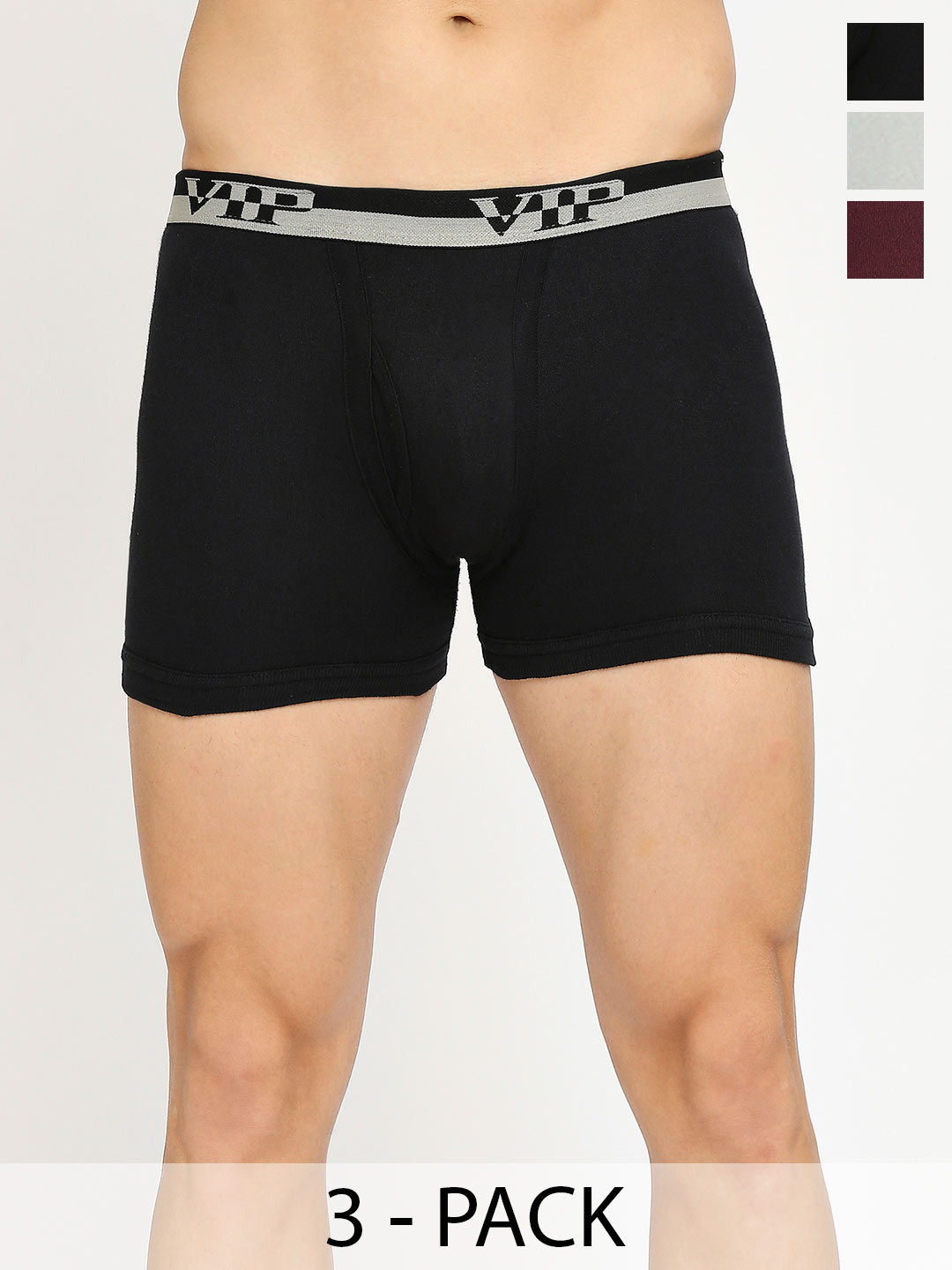 VIP Pack Of 3 Assorted Pure Cotton Trunks VP-MI-TR-ULTRA-10P-PO3-80