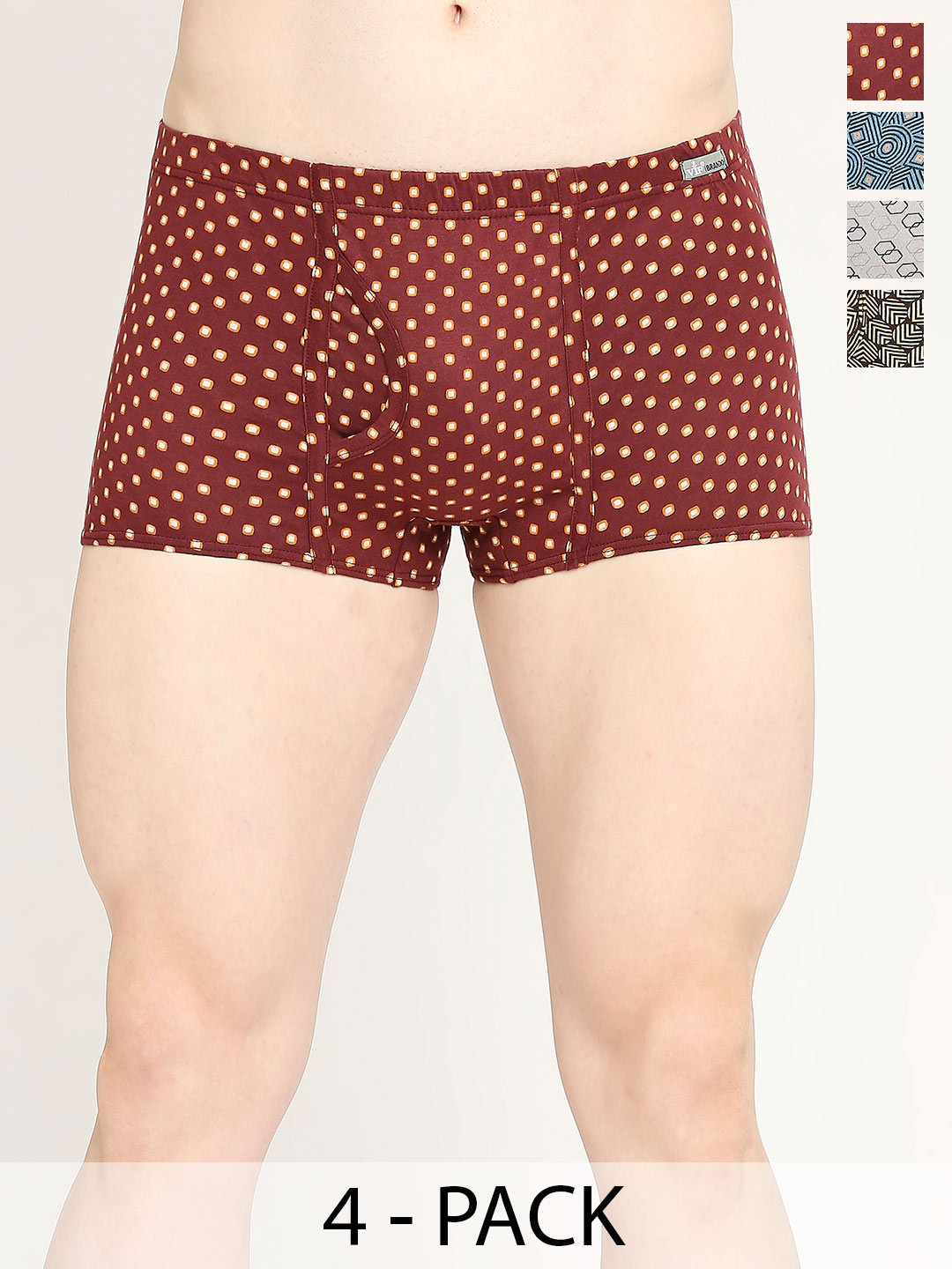 VIP Pack Of 4 Assorted Pure Cotton Trunks VP-MI-TR-BRNDP-10P-PO4-85