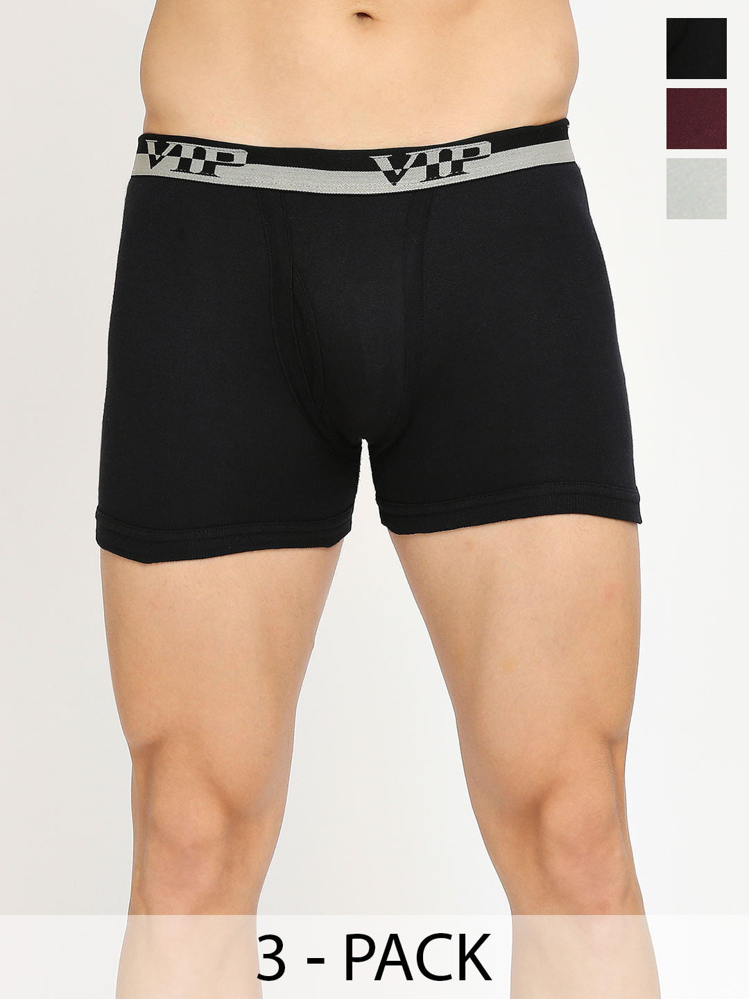 VIP Pack Of 3 Assorted Snug Fit Pure Cotton Trunks VP-MI-TR-ULTRA-10P-PO3-95