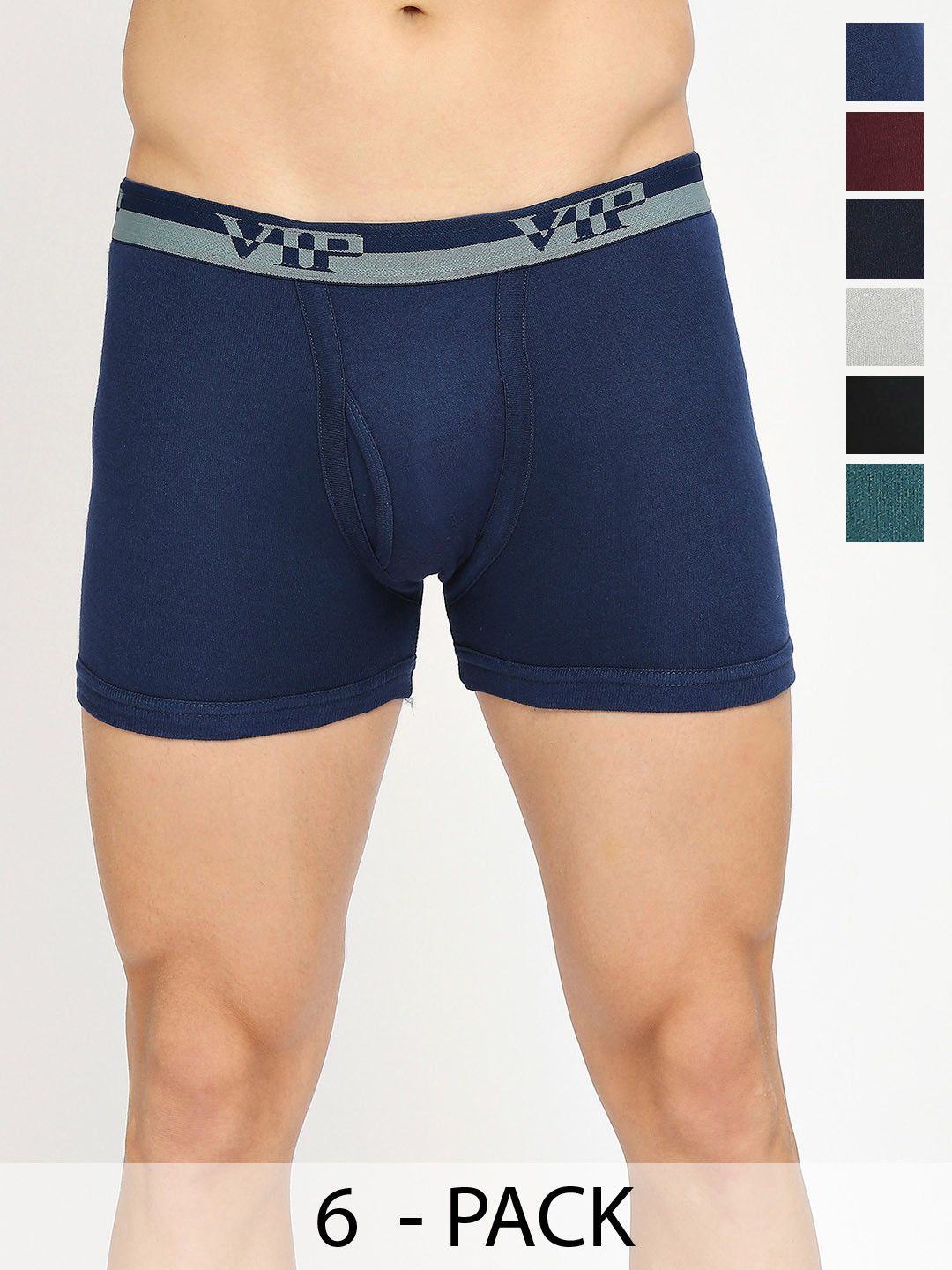 VIP Pack Of 6 Assorted Snug Fit Pure Cotton Trunks VP-MI-TR-ULTRA-10P-PO6-95