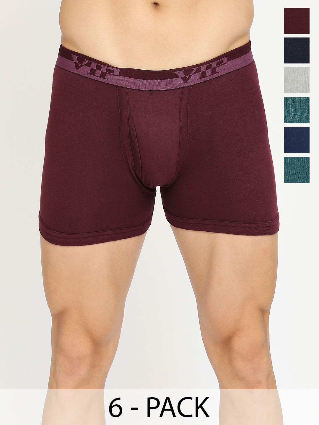 VIP Pack Of 6 Assorted Snug Fit Pure Cotton Trunks VP-MI-TR-ULTRA-10P-PO6-80
