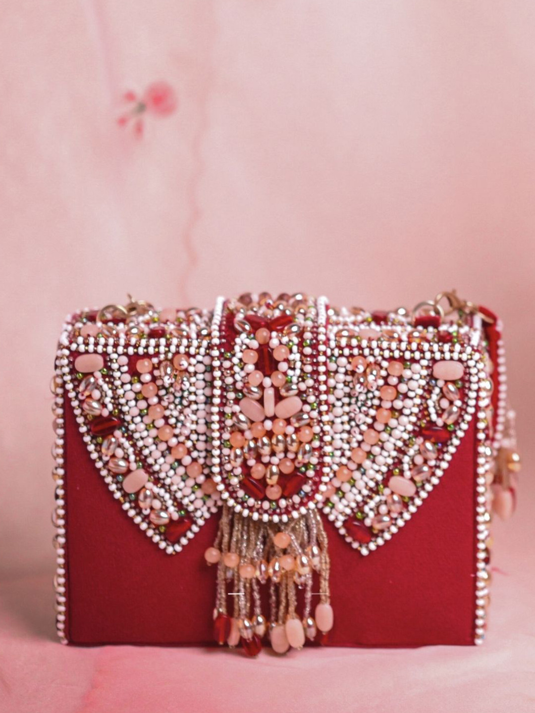 House of Kosha Embellished Structured Handheld Bag