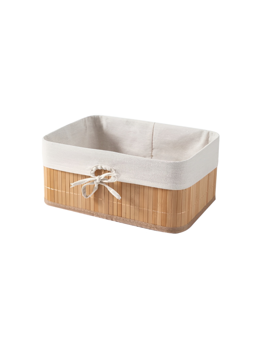 HomeStorie Beige Eco-Friendly Foldable Natural Bamboo Storage Basket Bins Organizer