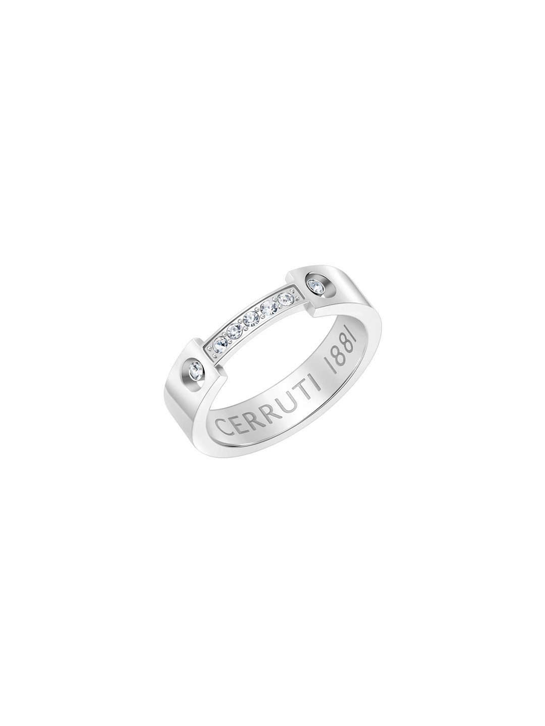 Cerruti 1881 Stainless Steel Stones Studded Band Finger Ring