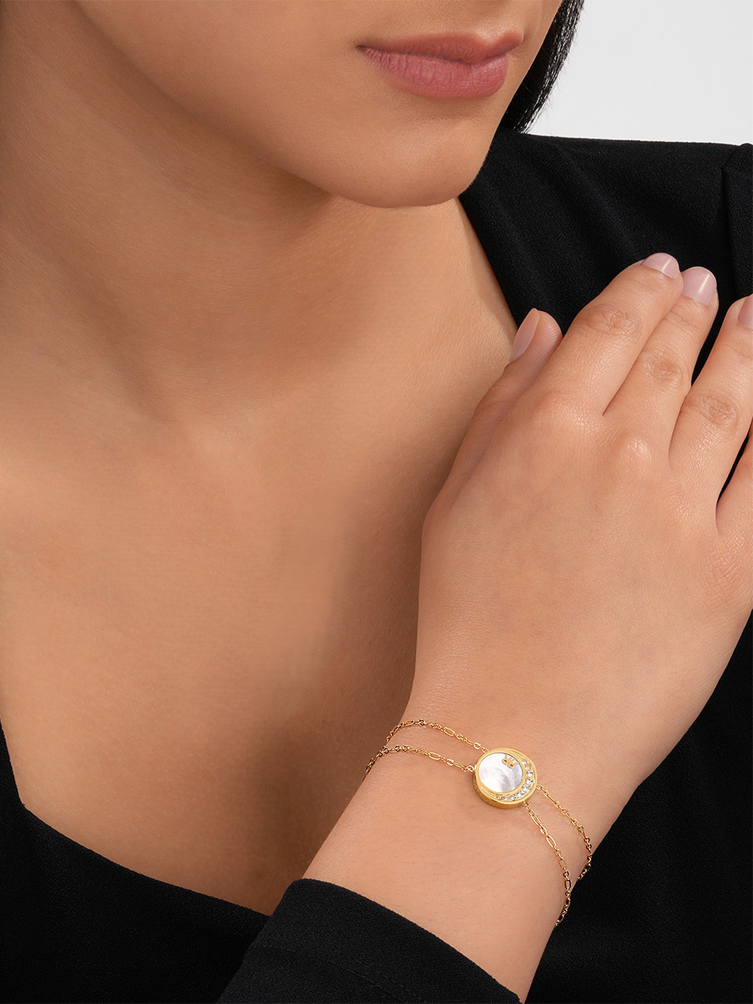 Cerruti 1881 Stone-Studded Stainless Steel Wraparound Bracelet
