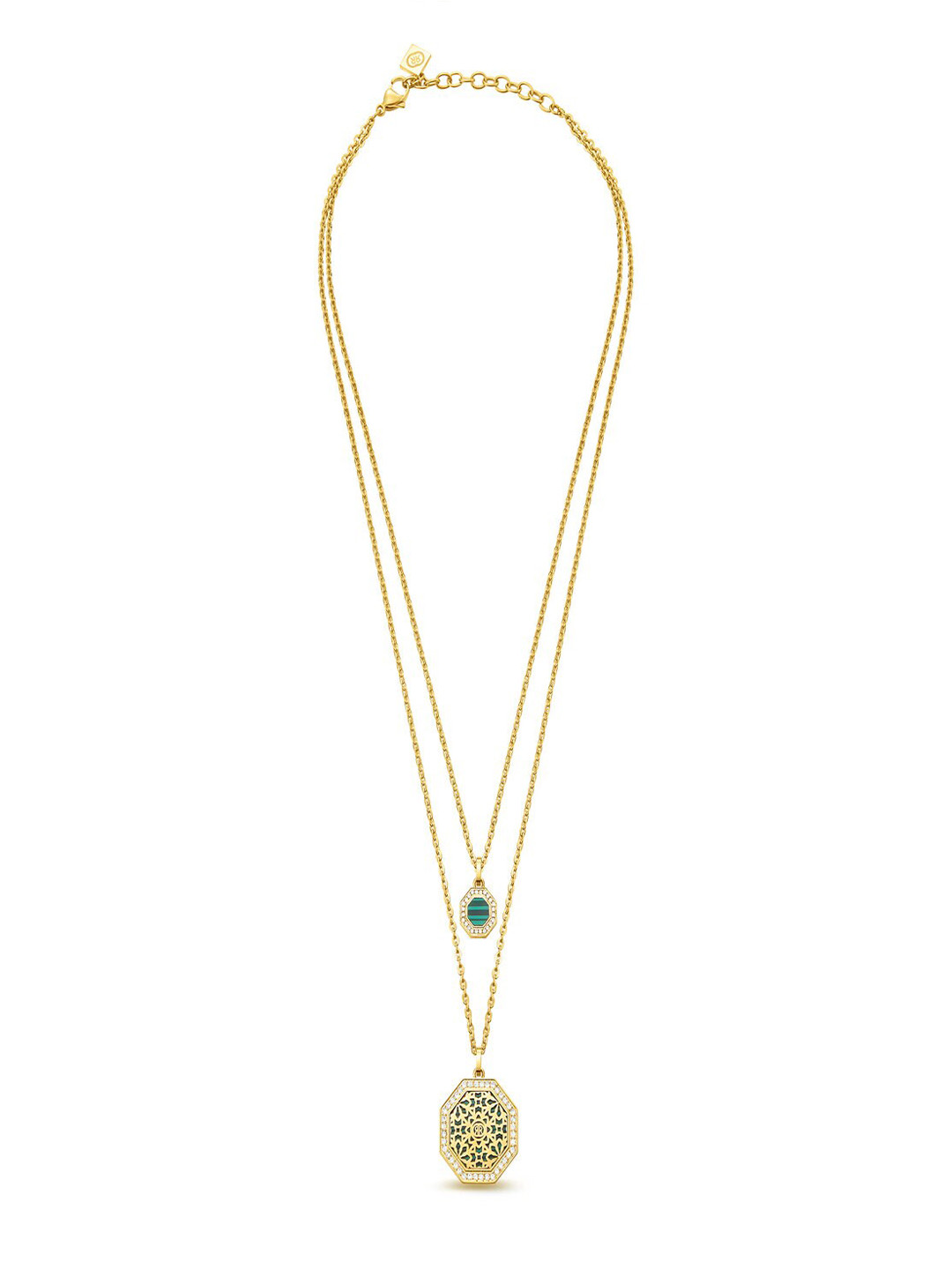Cerruti 1881 Stainless Steel Stone Studded Textured Minimal Layered Chain
