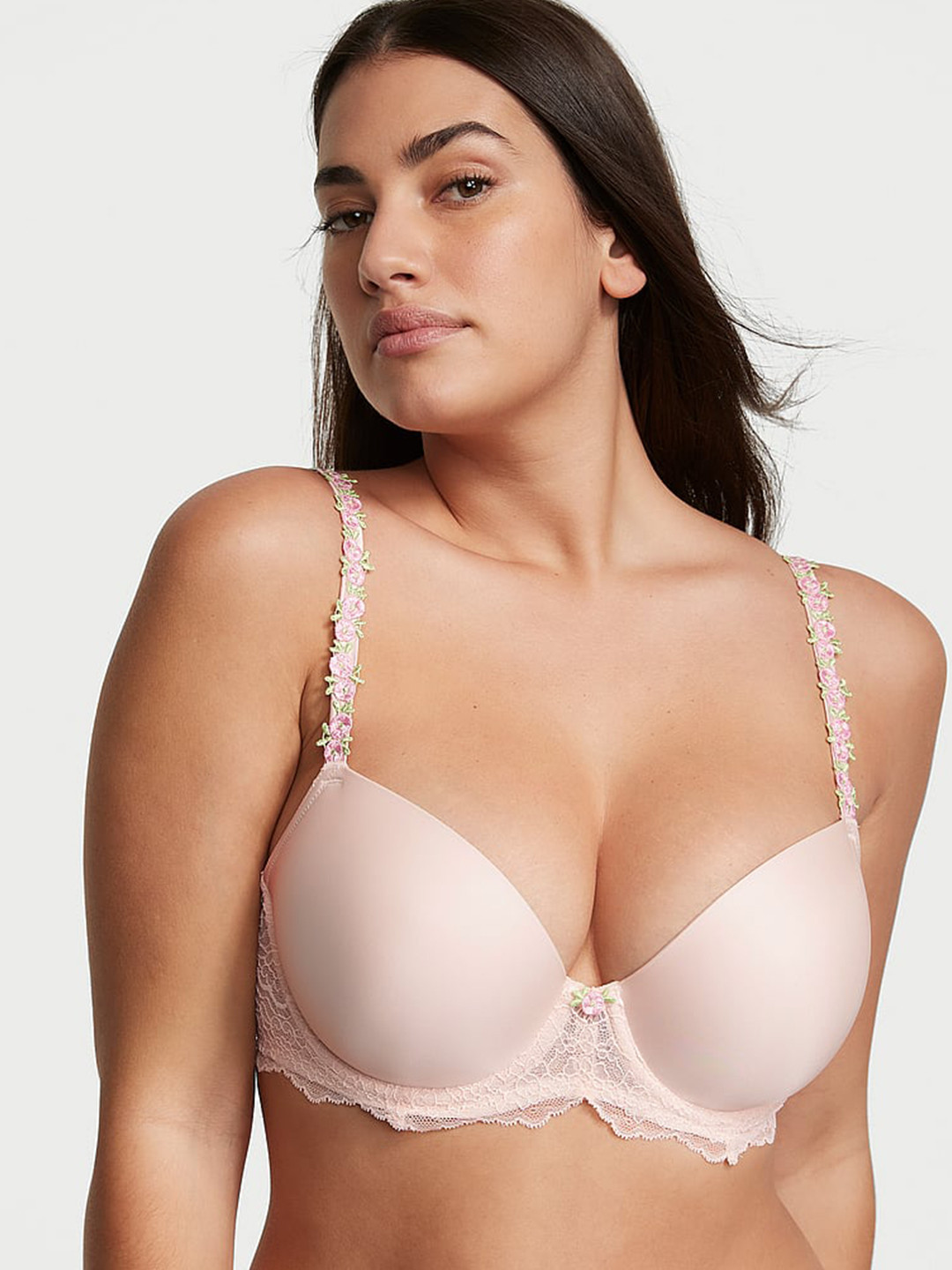 Victoria's Secret Dream Angels Rosebud Embroidery Smooth & Lace Lightly Lined Demi Bra