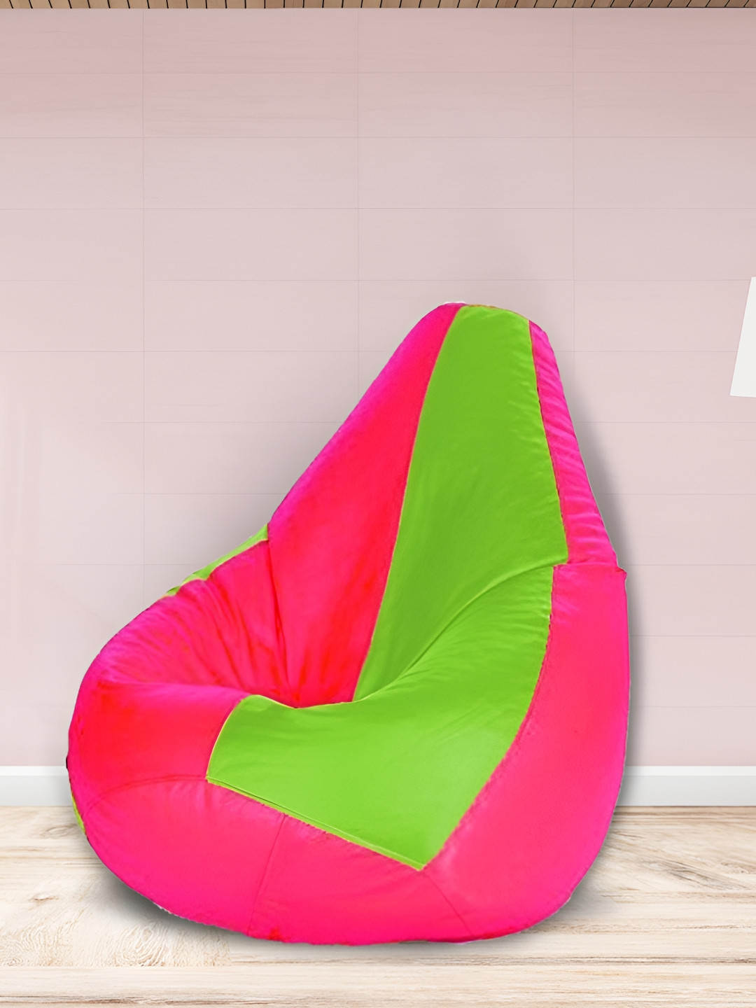 SHIRA 24 Pink & Green Leatherette Tear Drop Bean Bag Cover
