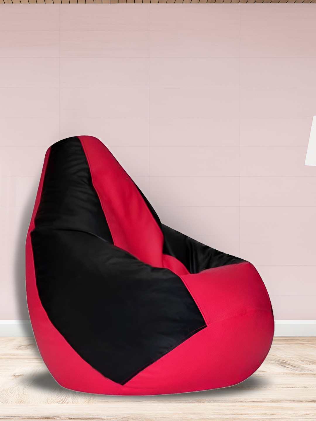 SHIRA 24 Black & Pink Colorblocked Leatherette Tear Drop Bean Bag Cover