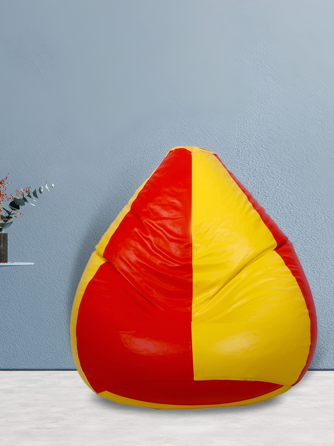 SHIRA 24 Yellow & Red Colorblocked Leatherette Tear Drop Bean Bag Cover