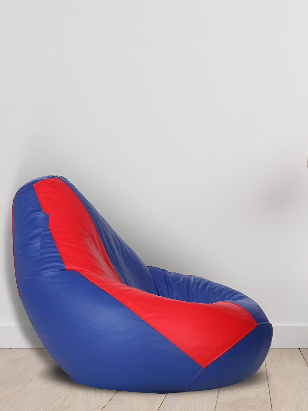 SHIRA 24 Blue & Red Colorblocked Leatherette Tear Drop Bean Bag Cover