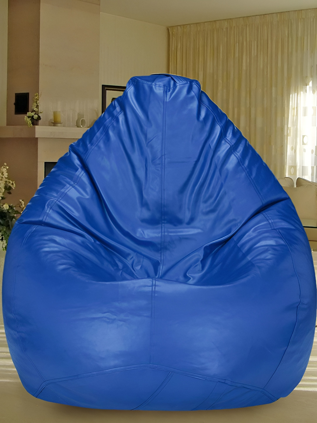 SHIRA 24 Blue Leatherette Tear Drop Bean Bag Cover