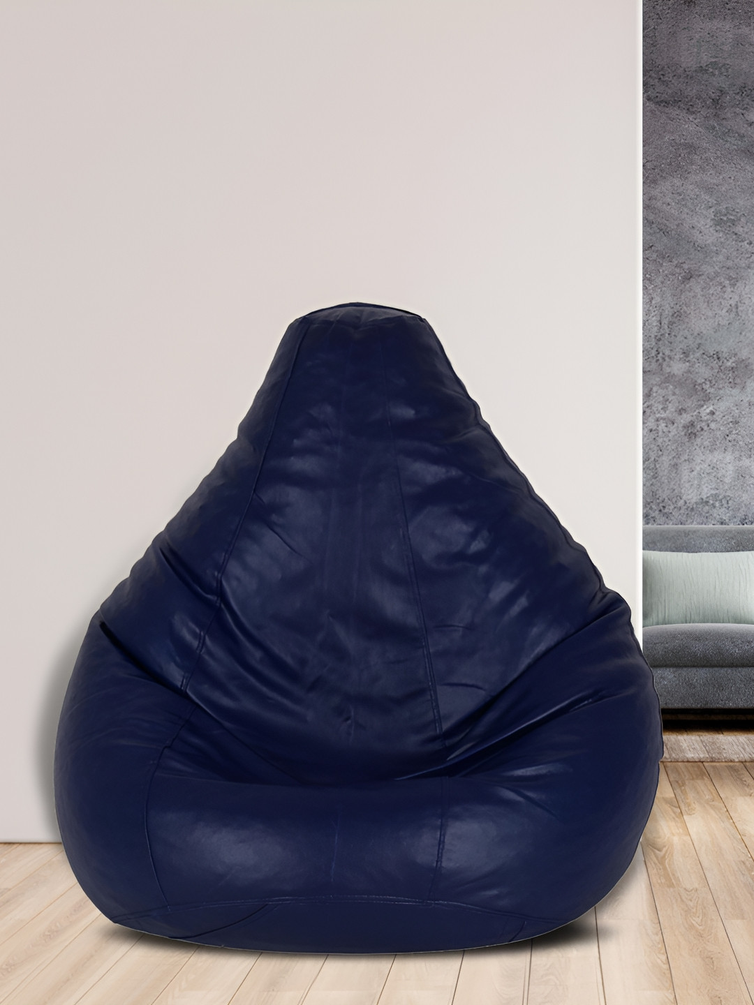 SHIRA 24 Navy Blue Leatherette Tear Drop Bean Bag Cover