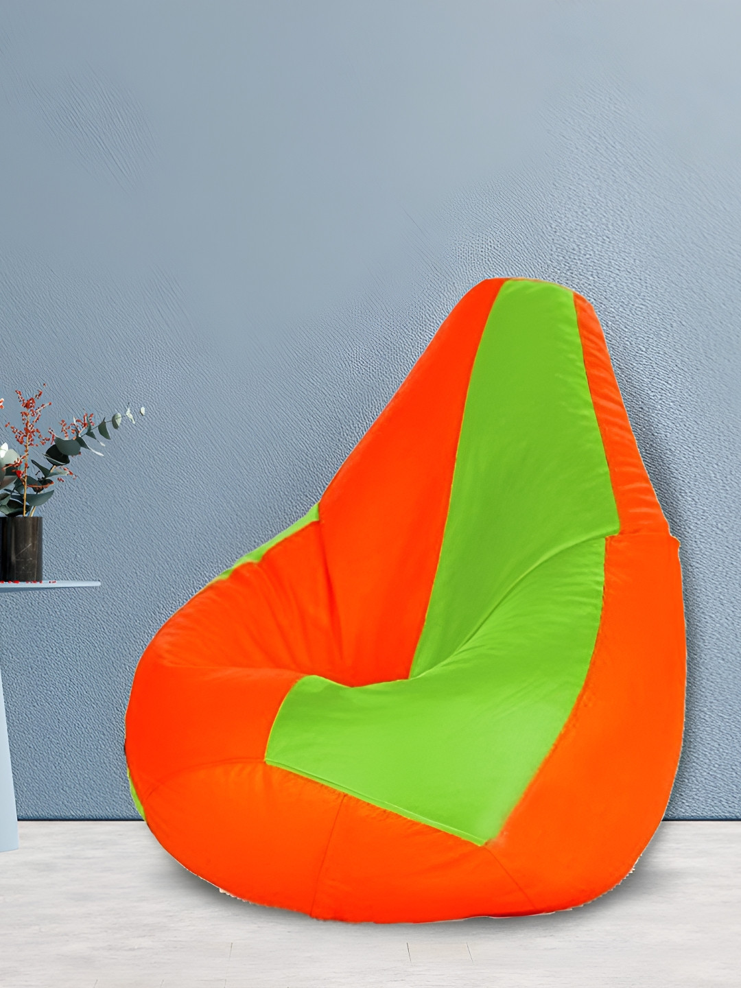 SHIRA 24 Orange-Colored & Green Colorblocked Leatherette Tear Drop Bean Bag Cover