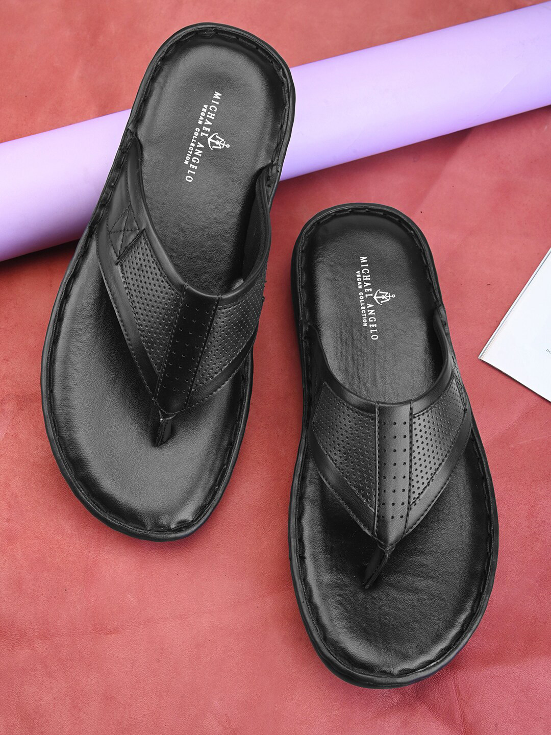 MICHAEL ANGELO Men Textured Thong Flip-Flops