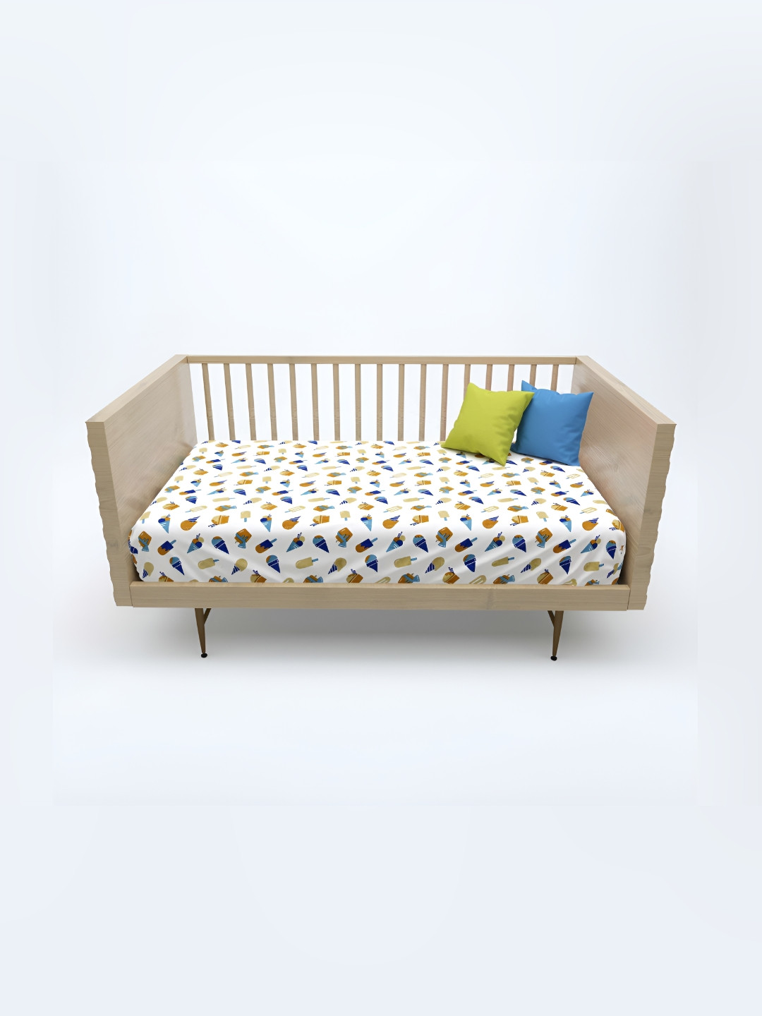 MAFATLAL Blue Conversational Cotton 180 TC Crib Fine Bedsheet -42 x 68 inches