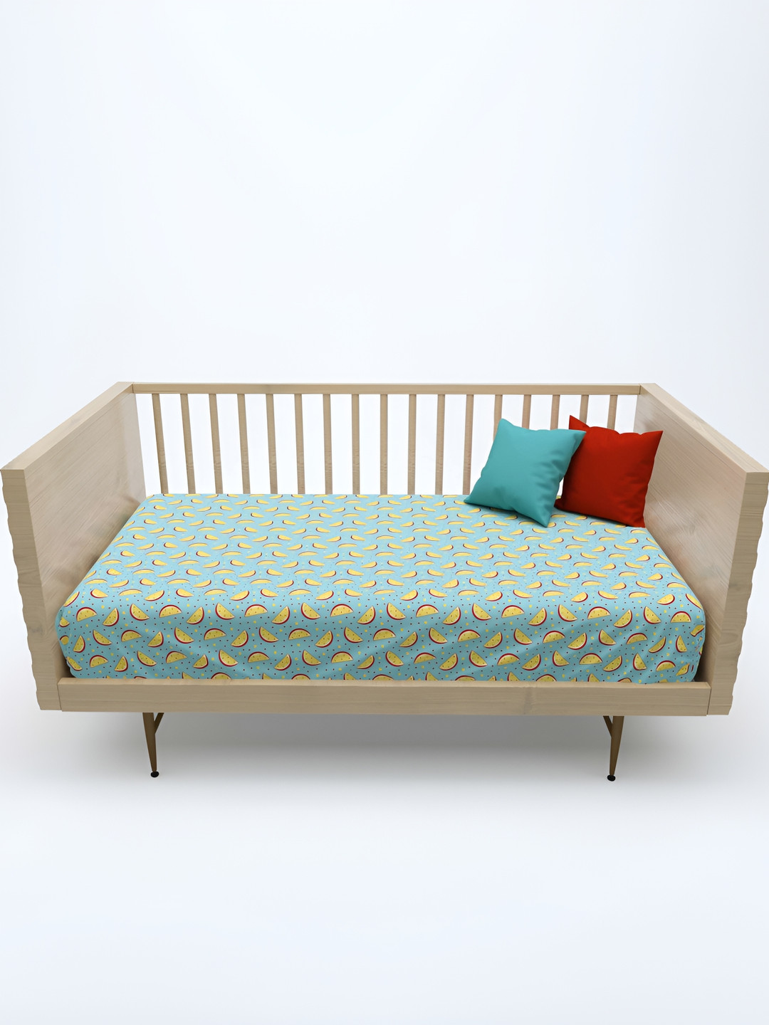 MAFATLAL Green Conversational Cotton 180 TC Crib Fine Bedsheet -106 x 172 cm