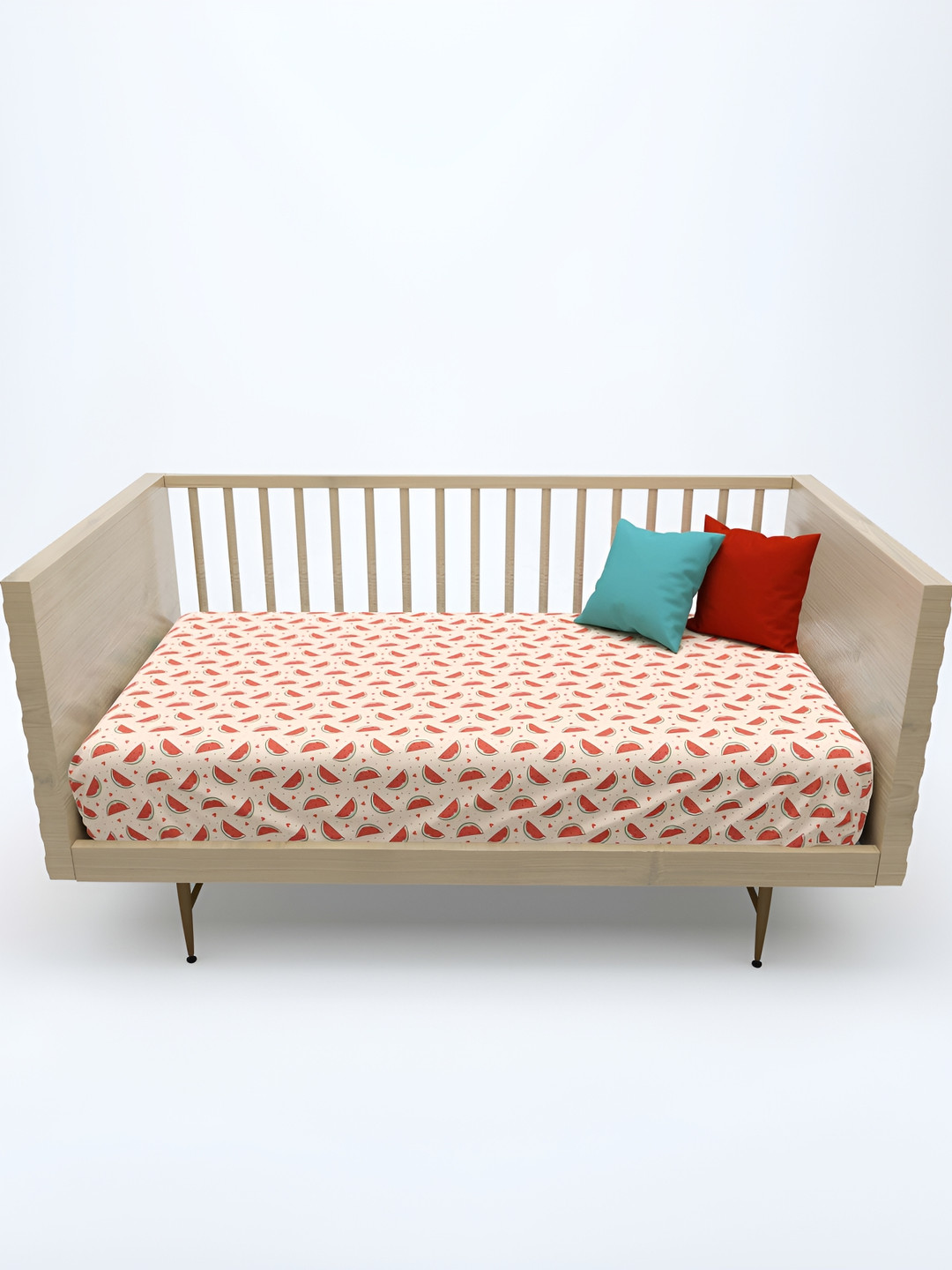 MAFATLAL Red Conversational Pure Cotton 180 TC Crib Fine Bedsheet -106 x 172 cm