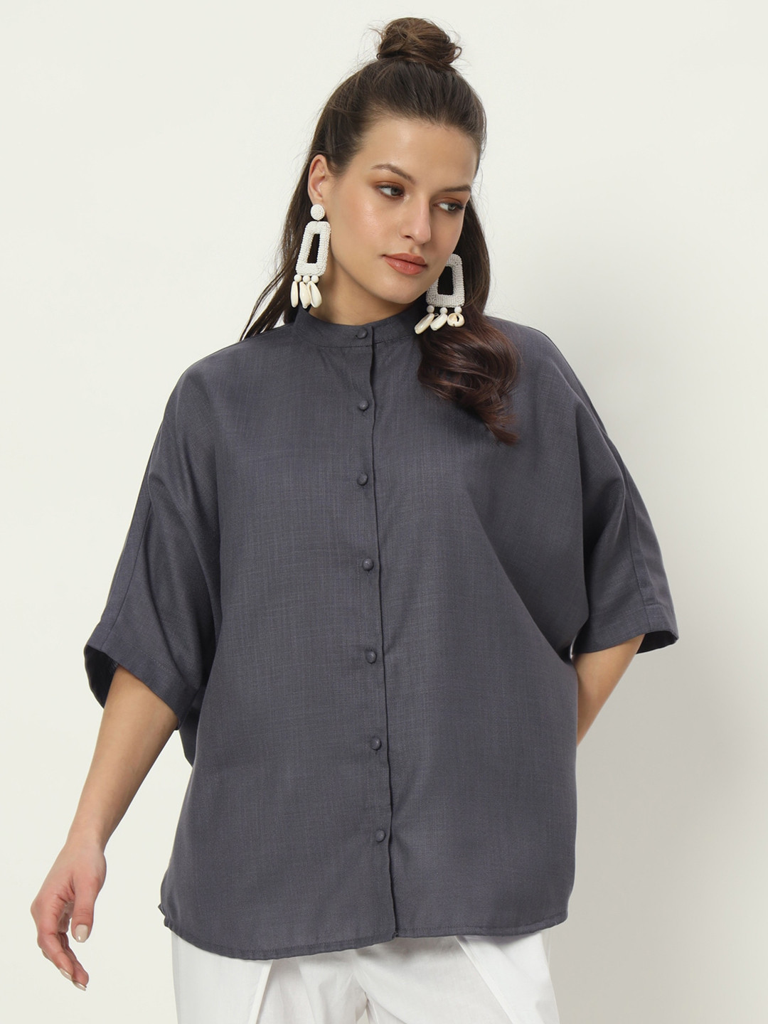 9rasa Cotton Oversized Loose Fit Shirt Style Top