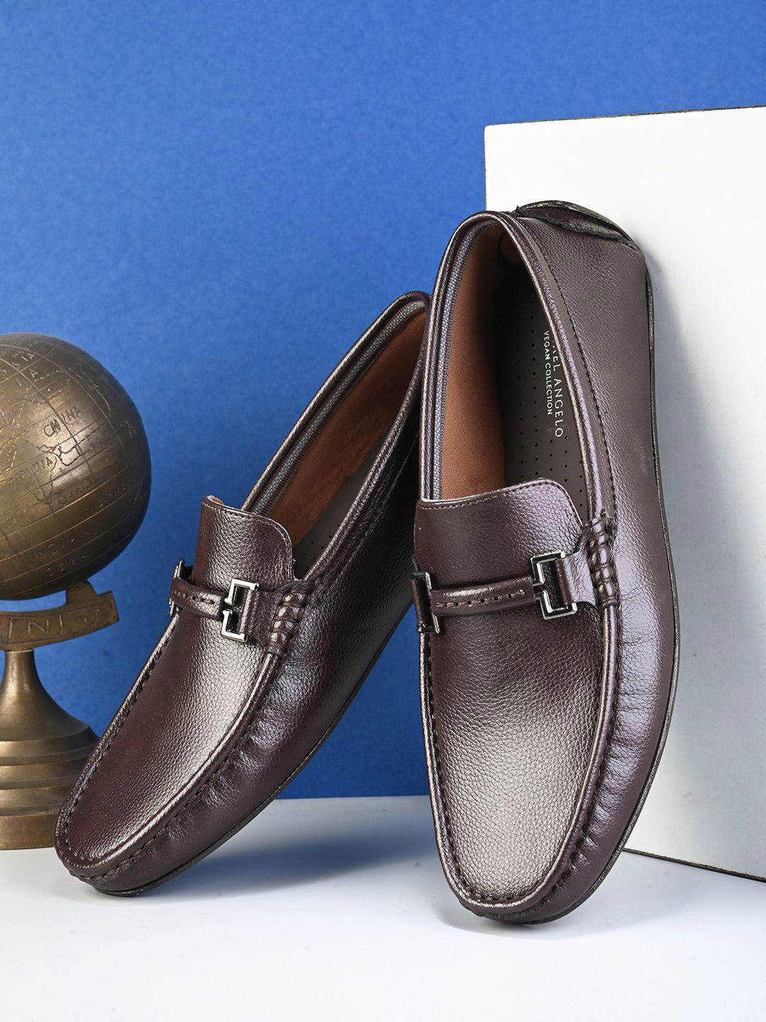 MICHAEL ANGELO Men Textured Square Toe Lightweight Horsebit Loafers