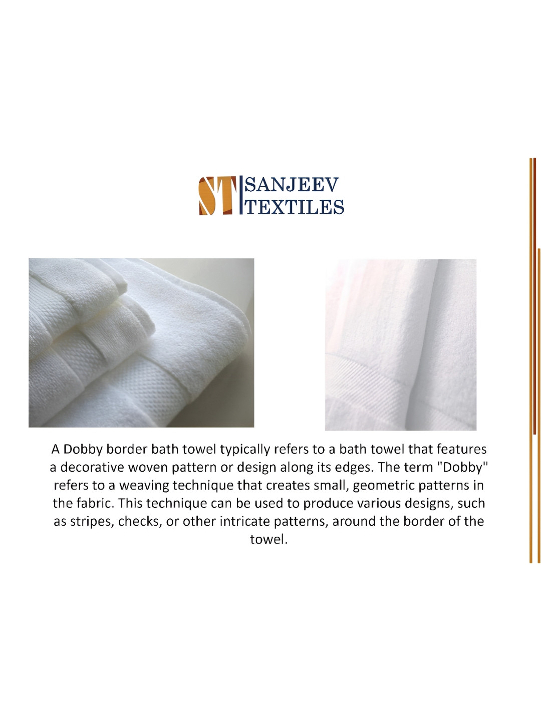 Sanjeev Textiles White Cotton 550 GSM Bath Towel