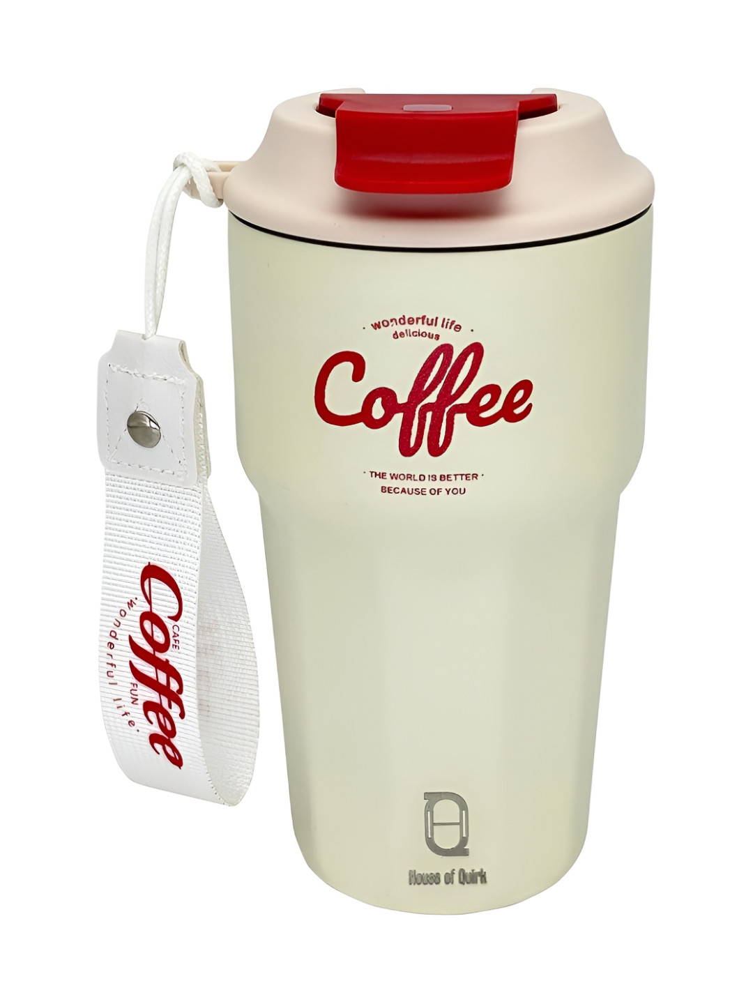 HOUSE OF QUIRK White Single Stainless Steel Double Wall Vacuum Water Bottle 420 ml