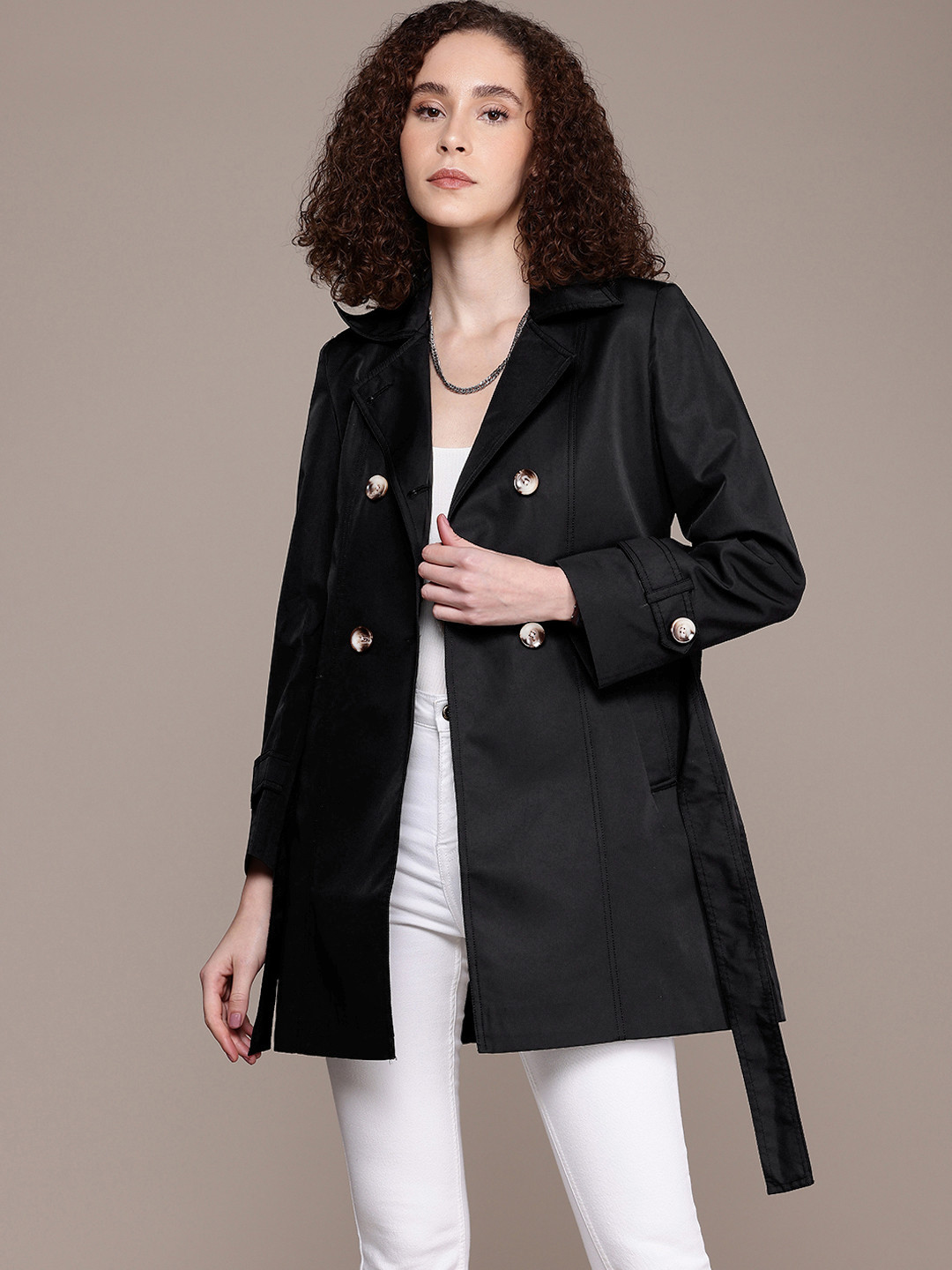 The Roadster Life Co. Notched Lapel Collar Longline Trench Coat
